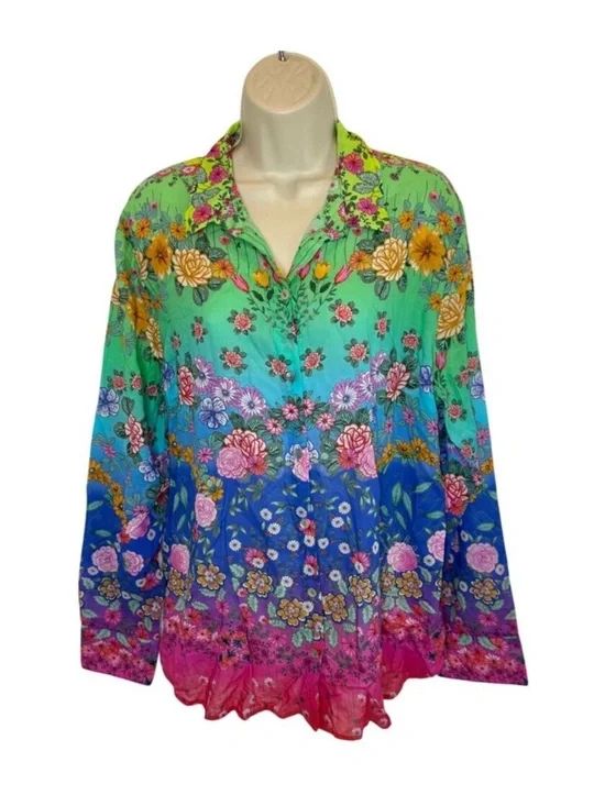 Johnny Was Rainbow Ombré Floral Tunic - Picture 2 of 4
